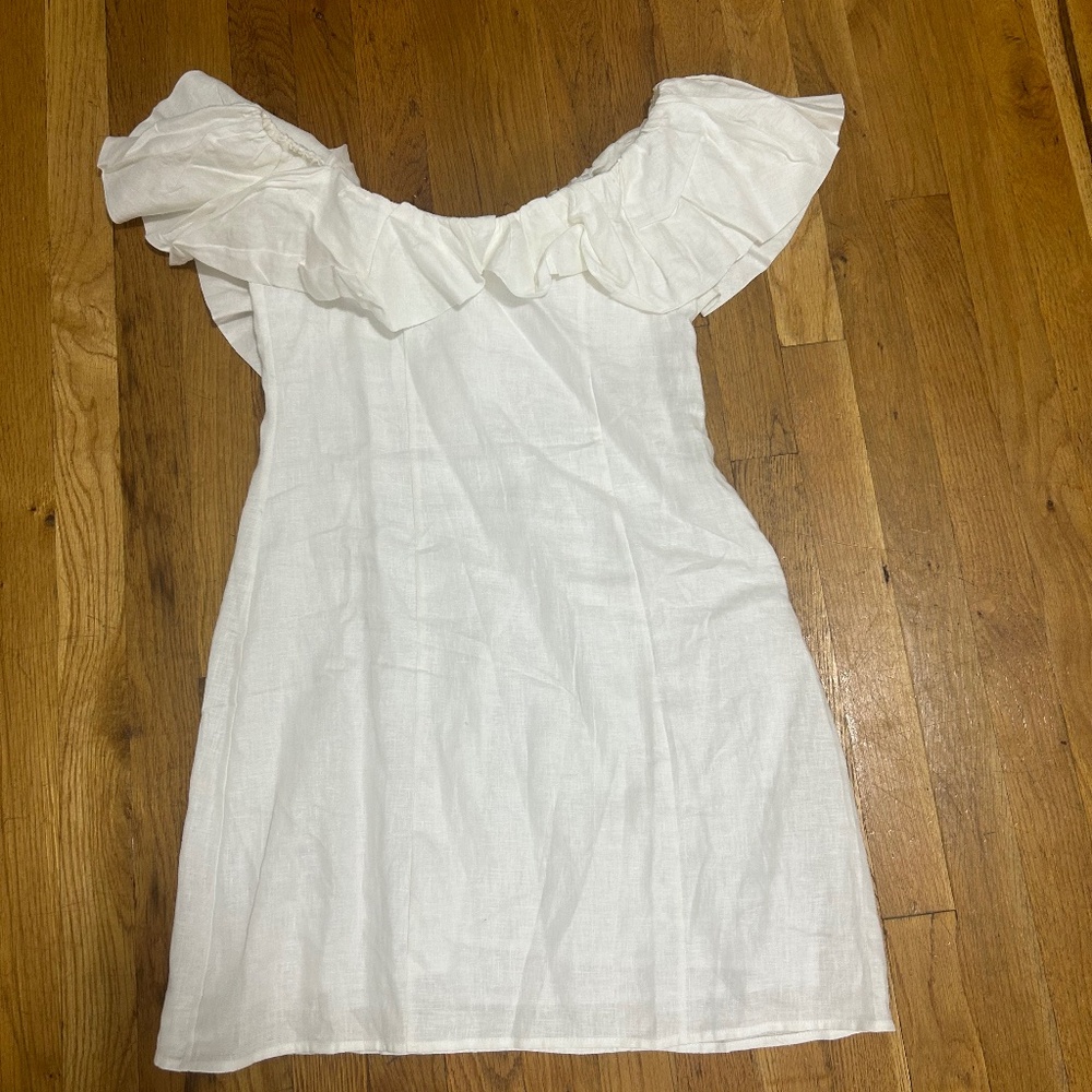 DISSH ISABELLE WHITE LINEN MINI DRESS